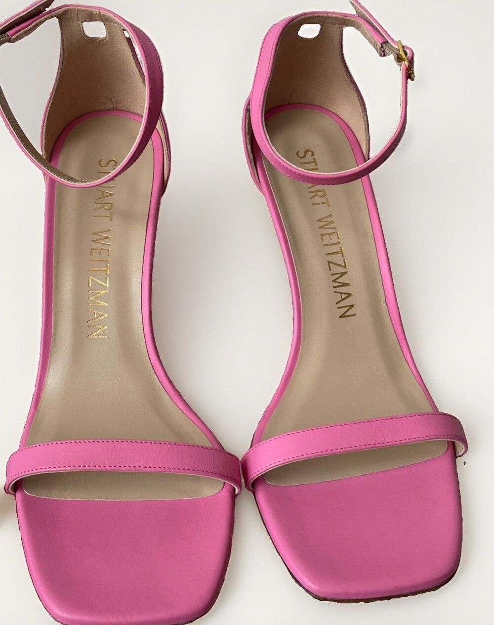 NEW Stuart Weitzman Nudistlucite Leather clear Wedge Sandals India Pink Size 10 - Picture 6 of 7